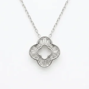 925 silver clover pavé pendant necklace