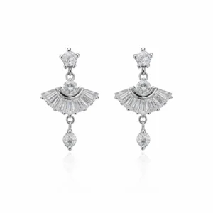 925 silver fan zircon drop earrings