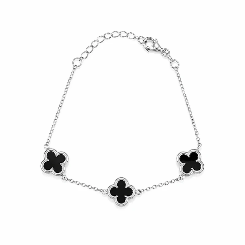 925 silver black clover chain bracelet 925 silver black clover chain bracelet