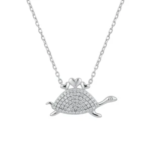 925 sterling silver turtle necklace with heart detail