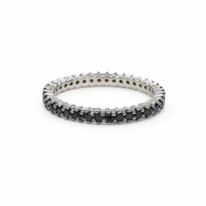 925 silver black zircon eternity band ring