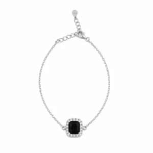 925 silver black cushion halo bracelet