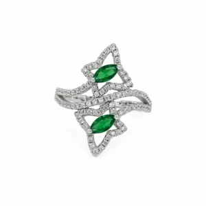 925 silver green marquise zircon star ring