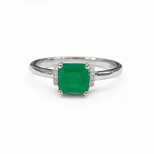 925 silver green cushion zircon ring