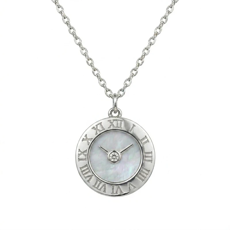 925 sterling silver roman numeral clock necklace 925 sterling silver roman numeral clock necklace
