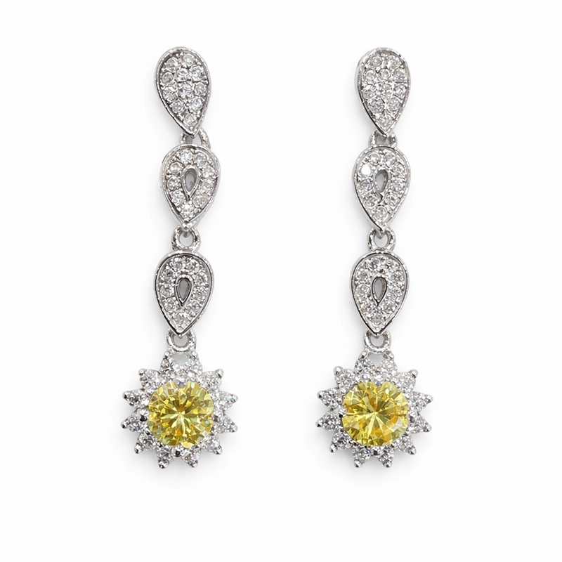 925 silver yellow sunburst drop zircon earrings 925 silver yellow sunburst drop zircon earrings