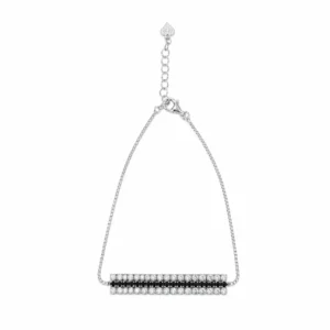 925 silver double row black & white bar bracelet