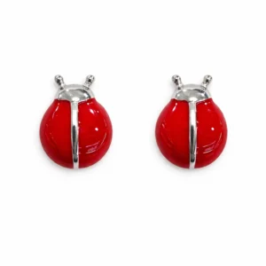 925 silver red ladybug stud earrings