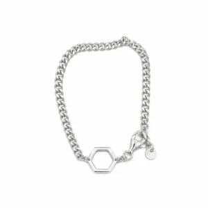 925 silver hexagon chain bracelet