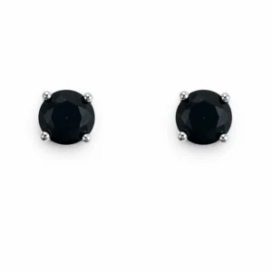 925 silver black round zircon stud earrings
