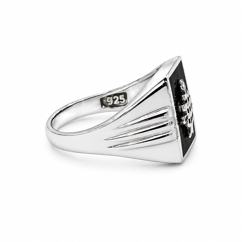 925 silver black enamel engraved signet ring for men 925 silver black enamel engraved signet ring for men