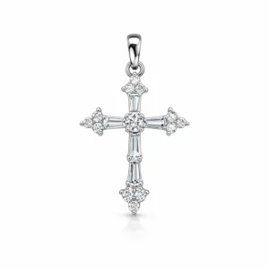 925 silver classic cross pendant with stones