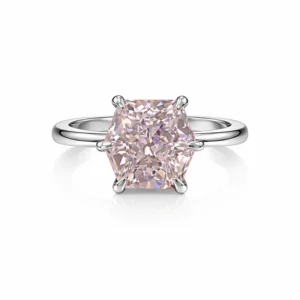 925 silver pink cushion cut zircon ring