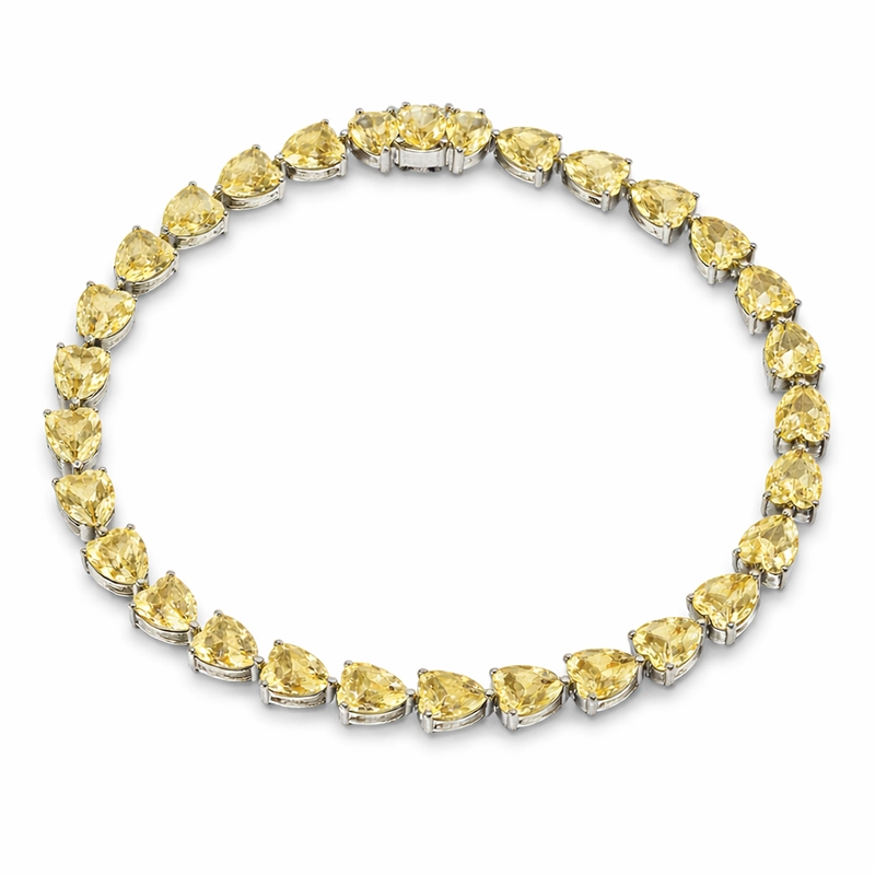 925 Silver Yellow Teardrop Tennis Style Bracelet
