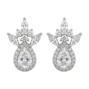 925 silver teardrop floral zircon stud earrings