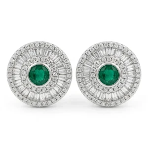 925 silver green round multi halo zircon stud earrings