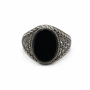 925 silver black onyx oval ring for men