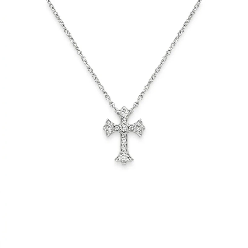 925 silver pavé cross necklace 925 silver pavé cross necklace