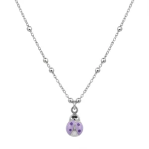 925 silver purple ladybug charm necklace