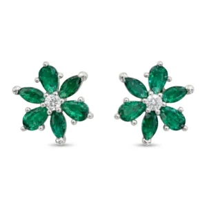 925 silver green floral zircon stud earrings