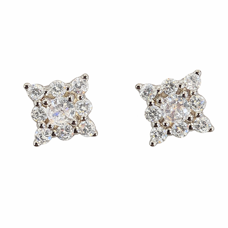 925 silver square cluster zircon stud earrings 925 silver square cluster zircon stud earrings