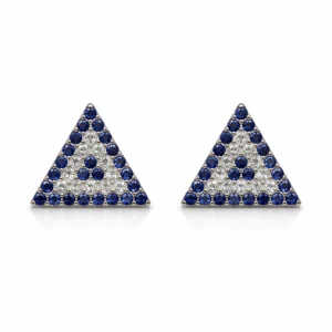 925 silver blue triangle zircon stud earrings