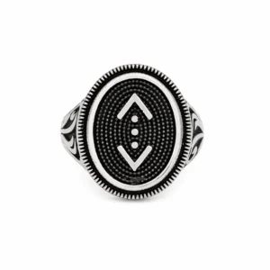 925 silver vintage engraved oval signet ring for men