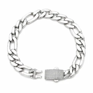 925 silver cuban link bracelet with pavé clasp