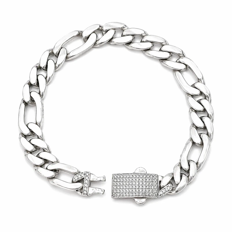 925 silver cuban link bracelet with pavé clasp 925 silver cuban link bracelet with pavé clasp