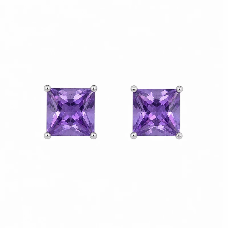 925 silver square zircon stud earrings 925 silver square zircon stud earrings