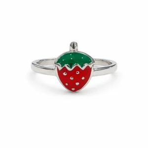 925 silver strawberry enamel ring