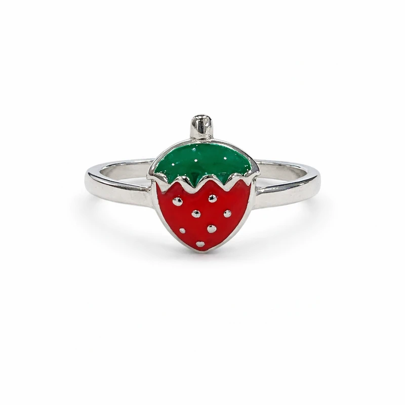 925 silver strawberry enamel ring 925 silver strawberry enamel ring