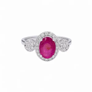 925 silver ruby trilogy ring