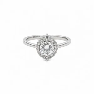 925 silver teardrop halo ring