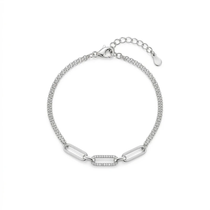 925 silver link zircon bracelet 925 silver link zircon bracelet