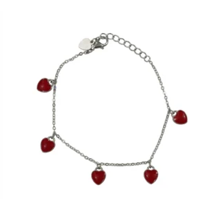 925 silver red heart charm bracelet