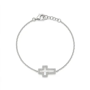 925 silver double cross zircon bracelet