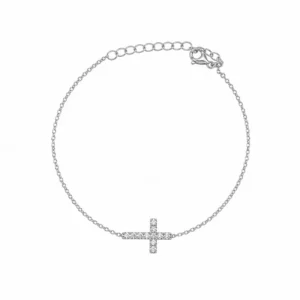 925 silver horizontal cross zircon bracelet