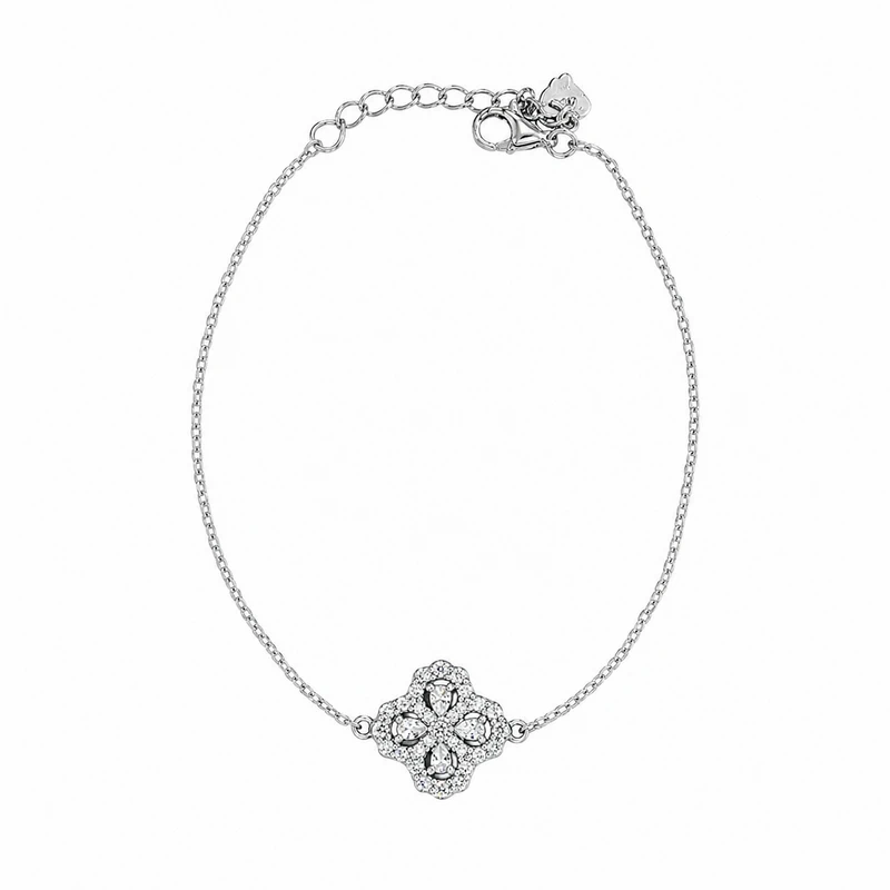 925 silver floral cluster zircon bracelet 925 silver floral cluster zircon bracelet