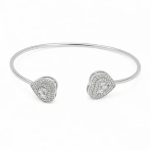 925 silver heart zircon open bangle