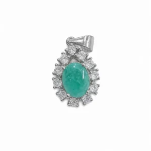 925 silver emerald gemstone cluster pendant