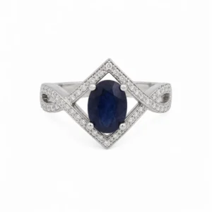 925 silver sapphire zircon ring