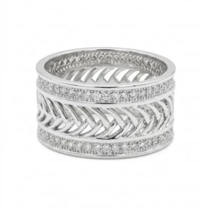 925 silver interwoven sparkle band ring