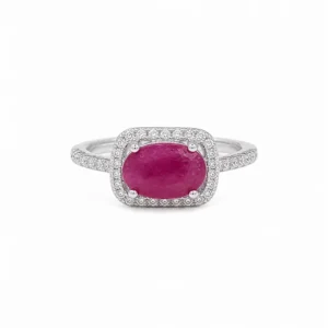 925 silver ruby cushion halo ring