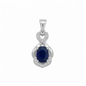 925 silver sapphire gemstone heart detail pendant