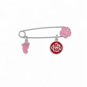 925 silver baby safety pin brooch with allah charm