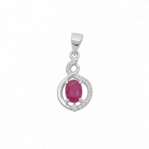 925 silver ruby gemstone swirl pendant