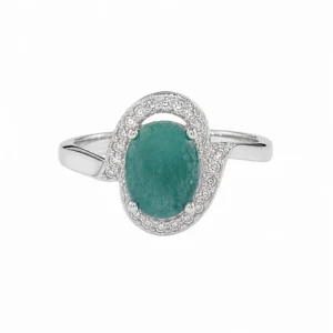 925 silver emerald swirl halo ring