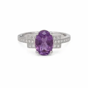 925 silver amethyst zircon ring
