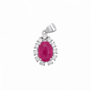 925 silver ruby gemstone cluster halo pendant